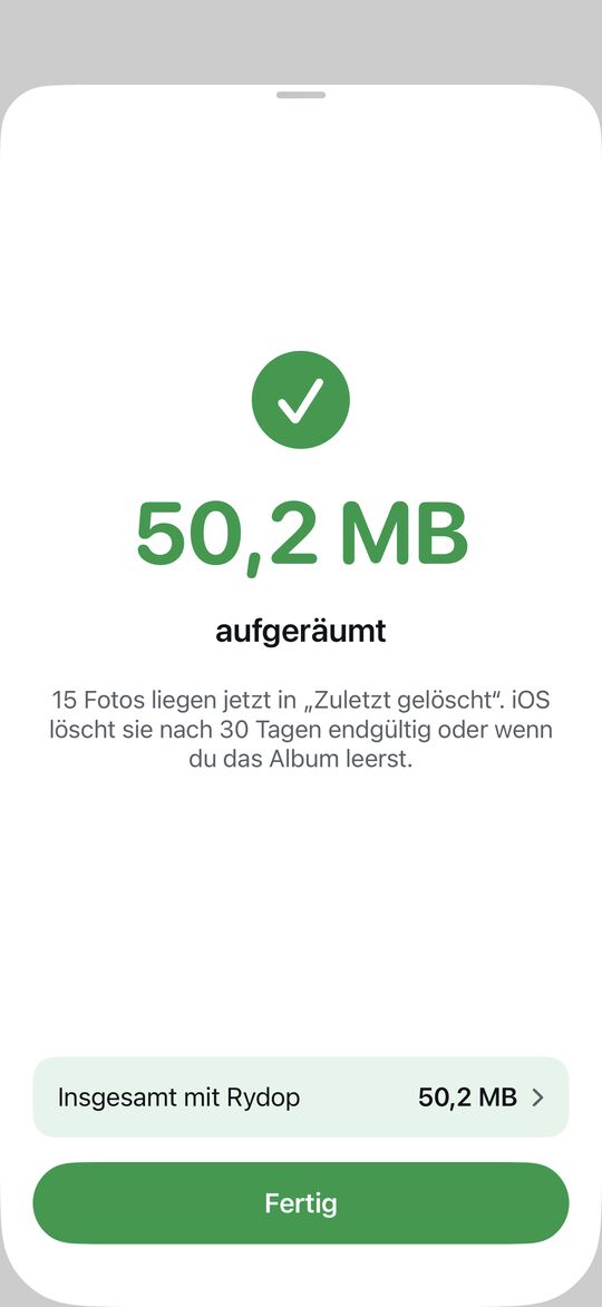 Du siehst den Platz, den du aufgeräumt hast