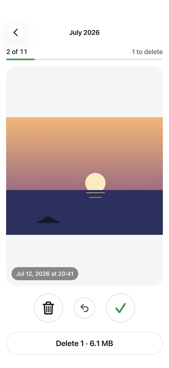 Swipe one month at a time