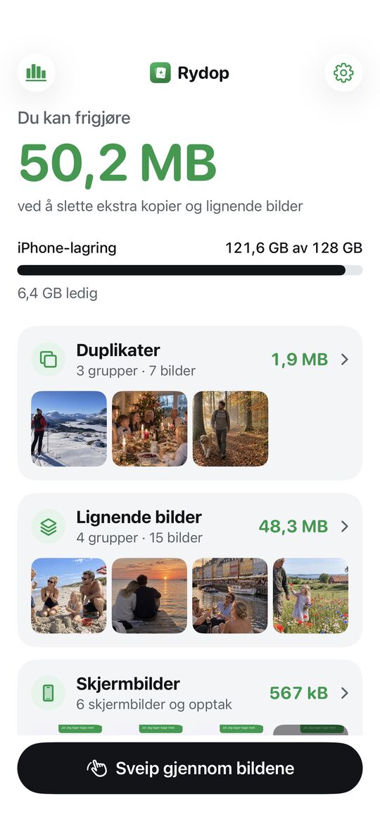 Oversikten viser hvor mye du kan frigjøre