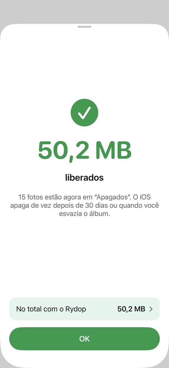 Você vê quanto espaço liberou